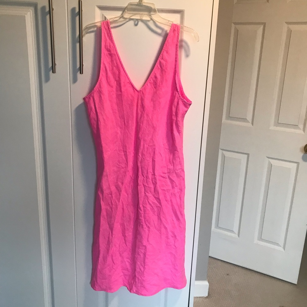 Lilly Pulitzer florin pink linen dress sleeveless